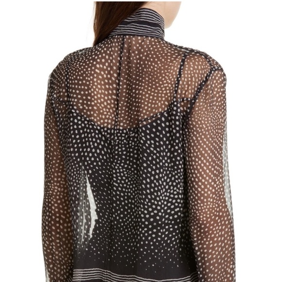 Rag & Bone Libby Silk Sheer Polka Dot Top Button down in black white size XS - Picture 3 of 10